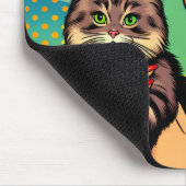 Tapis De Souris Cartoon Comic Pop Art Femmes tenant un chat (Coin)