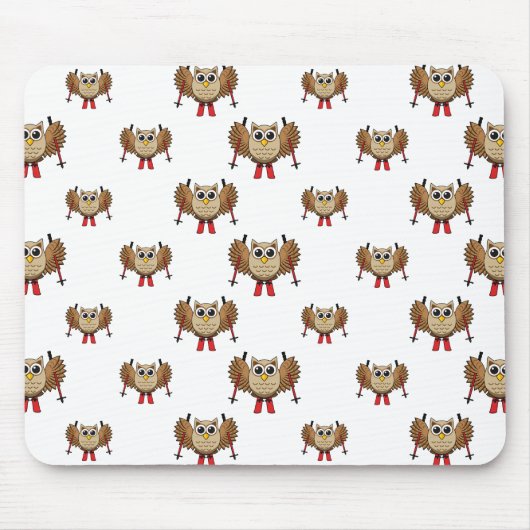 Tapis De Souris Cartoon de ski de Chouette (Devant)