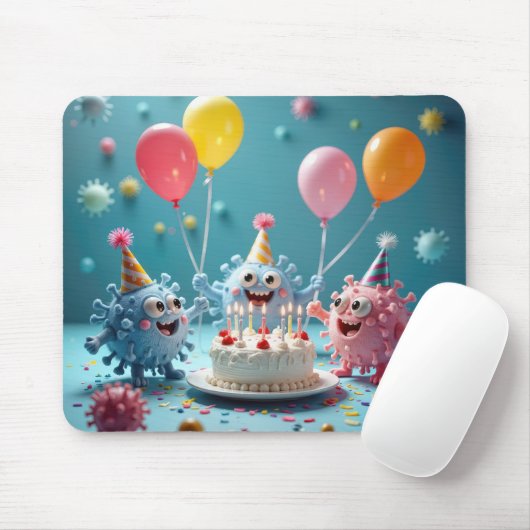 Tapis De Souris Cartoon Germs Celebrating a Birthday (Avec souris)