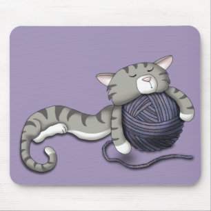 Tapis De Souris Cartoon Kitty avec boule de fil
