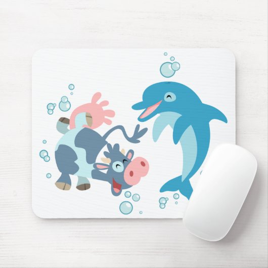 Tapis De Souris Cartoon Seacow et Dolphin mousepad (Avec souris)