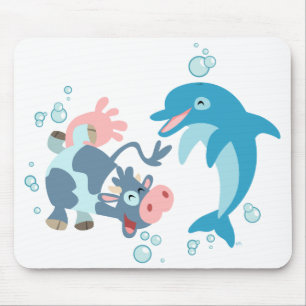 Tapis De Souris Cartoon Seacow et Dolphin mousepad