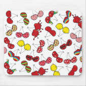 Tapis De Souris Cartoon Stylisé Funny Cheeky Red Cherries Motif (Devant)