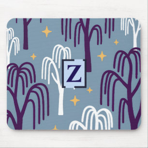 Tapis De Souris Cartouche de souris bleu de l'arbre de saule perso
