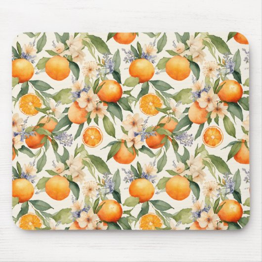 Tapis De Souris Cartouche de souris orange en fleurs (Devant)
