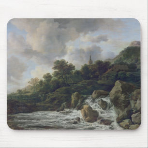 Tapis De Souris Cascade près d'un village, c.1665-70