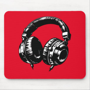 Tapis De Souris Casque audio DJ Musique Noire 