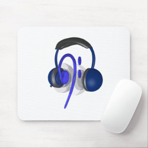 Tapis De Souris Casque Bleu Jouant Un Peu De basse