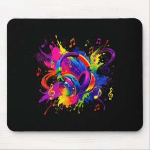 Tapis De Souris Casque coloré avec une œuvre d'art de notes de mus