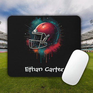 Tapis de souris casque de football rouge vert pour