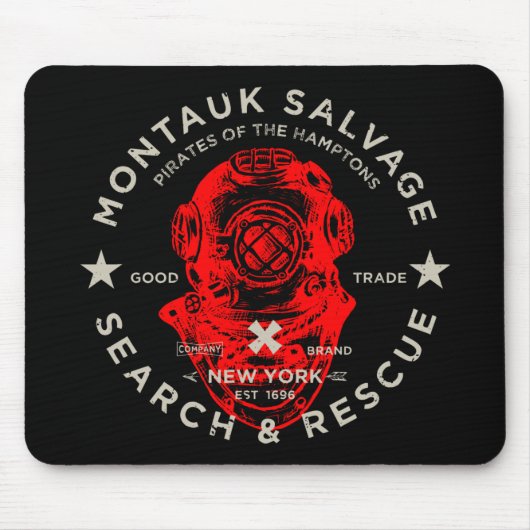 Tapis De Souris Casque de plongée Montauk Salvage Co. Mousepad (Devant)