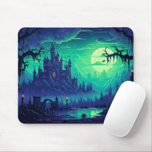 Tapis De Souris Casque Éffrayant Halloween bleu Halloween Lune
