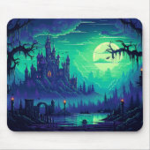 Tapis De Souris Casque Éffrayant Halloween bleu Halloween Lune (Devant)