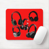 Tapis De Souris Casque noir rouge Silhouettes Pop Art (Avec souris)
