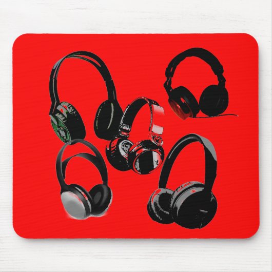 Tapis De Souris Casque noir rouge Silhouettes Pop Art (Devant)