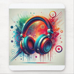 Tapis De Souris Casques audio artistiques vifs
