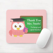 Tapis De Souris Casquette de graduation de Chouette rose mignonne (Avec souris)
