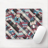 Tapis De Souris Casse-Noisette de Noël Carreaux Bleu Bourgogne (Avec souris)