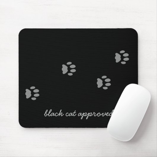 Tapis De Souris Cat Approuvé Gris Empreintes de pattes Black Souri (Avec souris)