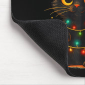 Tapis De Souris Cat Black Christmas Tree Lights Funny Santa Kitten (Coin)