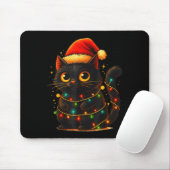 Tapis De Souris Cat Black Christmas Tree Lights Funny Santa Kitten (Avec souris)
