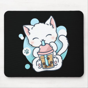 Tapis De Souris Cat Boba Tea Bubble Tea Kawaii Anime Japanese Neko