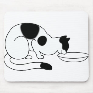 Tapis De Souris Cat Bowl Noir Manger Animaux domestiques Feline Fa