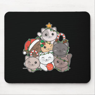 Tapis De Souris Cat Christmas Tree Drôle animal Noël
