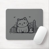 Tapis De Souris Cat Cityscape Furry Cute Vector Graphique (Avec souris)