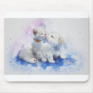 Tapis De Souris Cat Dog Cute Art Abstract