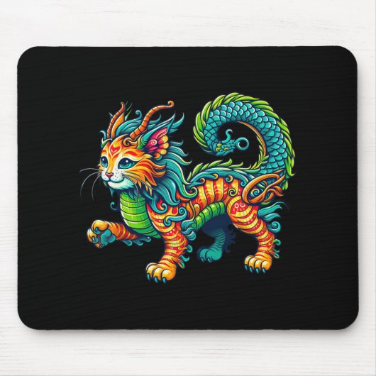 Tapis De Souris Cat Dragon Happy Chinese New Year 2024 Womens Mens (Devant)