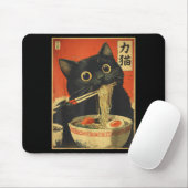 Tapis De Souris Cat Eating Ramen Funny Japanese Kawaii Cat Anime L (Avec souris)
