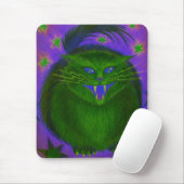 Tapis De Souris Cat effrayant Vert mousepad vertical (Avec souris)