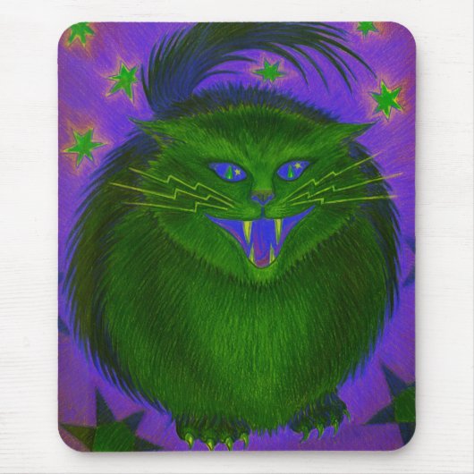 Tapis De Souris Cat effrayant Vert mousepad vertical (Devant)