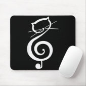 Tapis De Souris Cat Kitty Treble Music Clef Funny Cat Music Notes  (Avec souris)