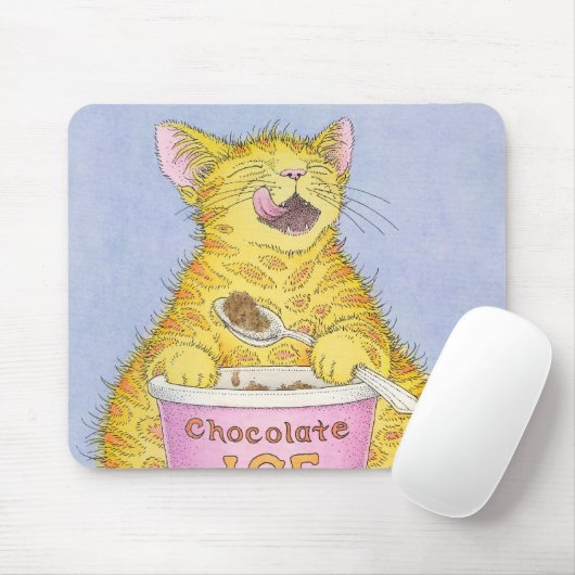 Tapis De Souris CAT mangeant la crème glacée (Avec souris)