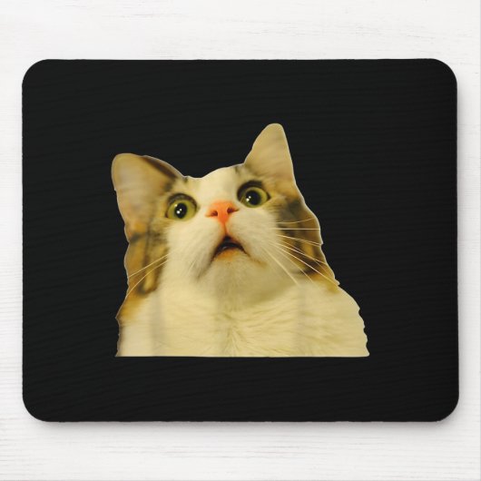 Tapis De Souris Cat Meme Shock Cat Face Funny Meme Cat Silly Gift (Devant)