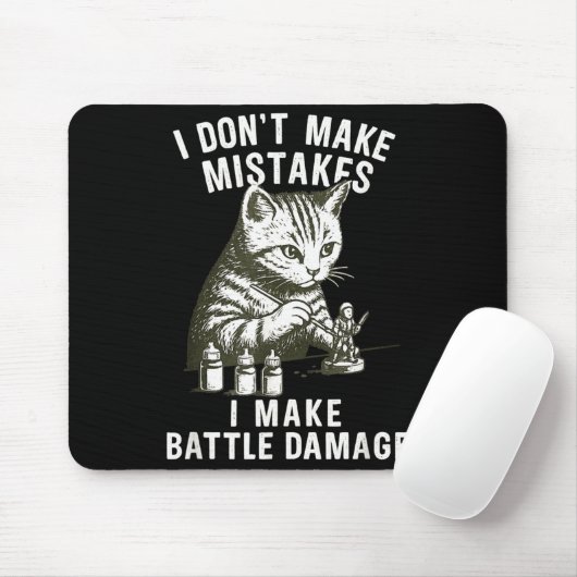 Tapis De Souris Cat Miniature Painter Battle Damage Funny Miniatur (Avec souris)