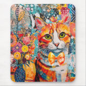 Tapis De Souris Cat Mixed Mixed Paper Collage (Devant)