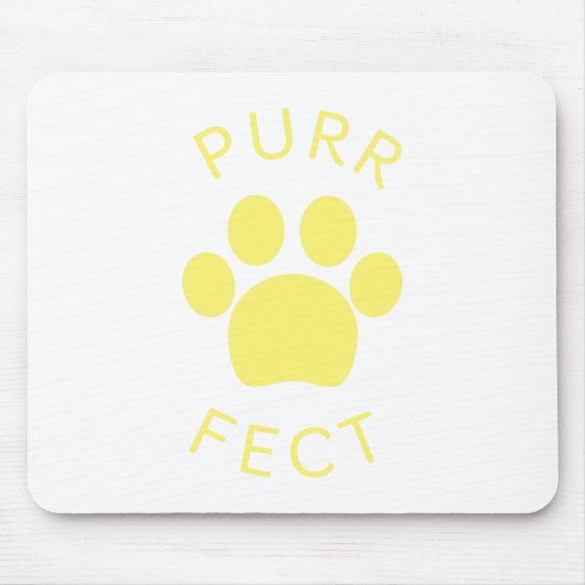 Tapis De Souris Cat Parfect Jaune Purr Empreinte de patte (Devant)