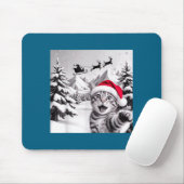 Tapis De Souris Cat Selfie With Santa  (Avec souris)