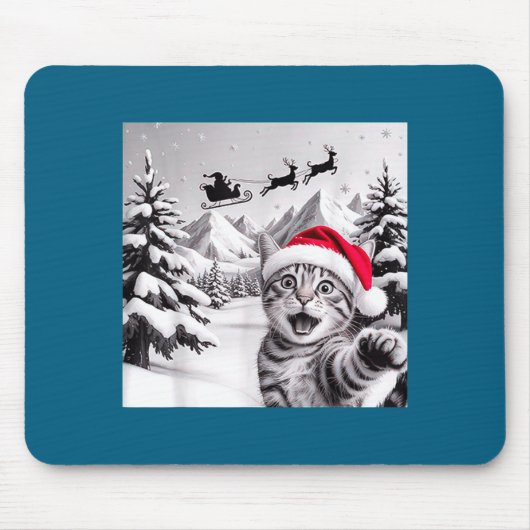 Tapis De Souris Cat Selfie With Santa  (Devant)