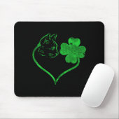 Tapis De Souris Cat Silhouette Shamrock St Patricks Day Kitten Lov (Avec souris)