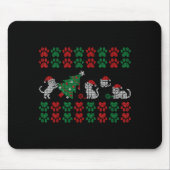 Tapis De Souris Cat Ugly Sweater Pattern Christmas Knitting  (Devant)