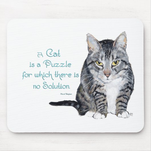 Tapis De Souris Cat Wisdom - un chat est un casse-tête (Devant)