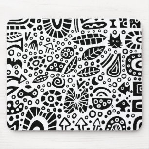 Tapis De Souris Catnip Dreams - Noir sur Blanc