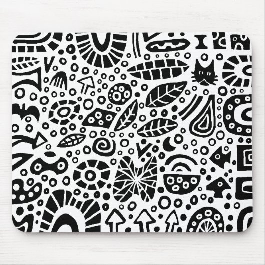 Tapis De Souris Catnip Dreams - Noir sur Blanc (Devant)