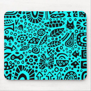 Tapis De Souris Catnip Dreams - Noir sur Cyan 00FFFF