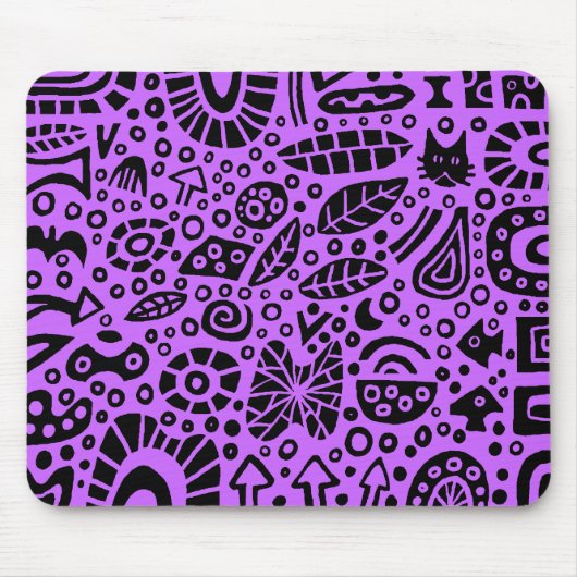 Tapis De Souris Catnip Dreams - Noir sur Purple CC66FF (Devant)