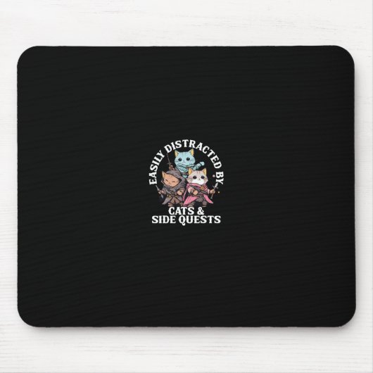Tapis De Souris Cats Side Quest Distracted Tabletop Funny Men Wome (Devant)